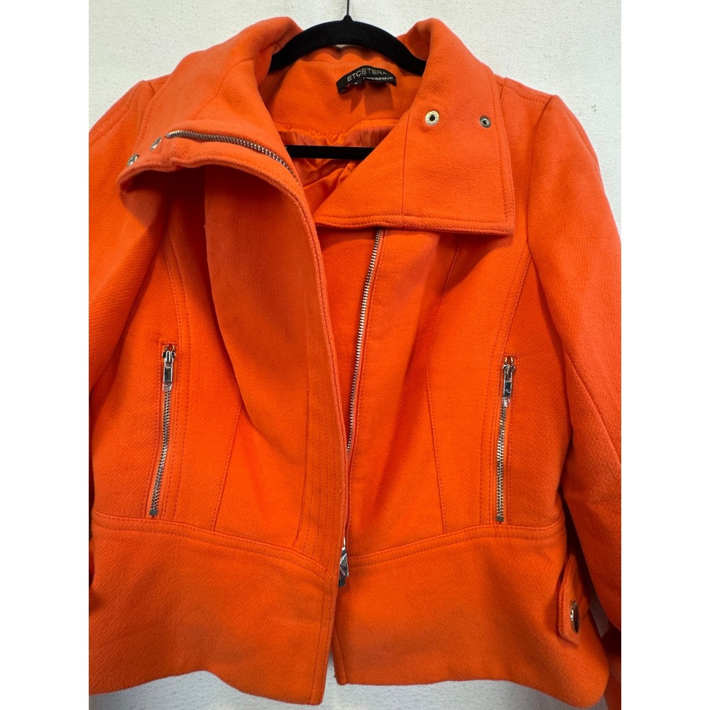 Etcetera Jacket Coral Moto Asymmetrical Zip Cotton Twill Biker Coat 6 - Picture 5 of 14